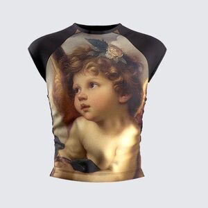 Finesse Cheryse Angel Print Jersey Top NWT